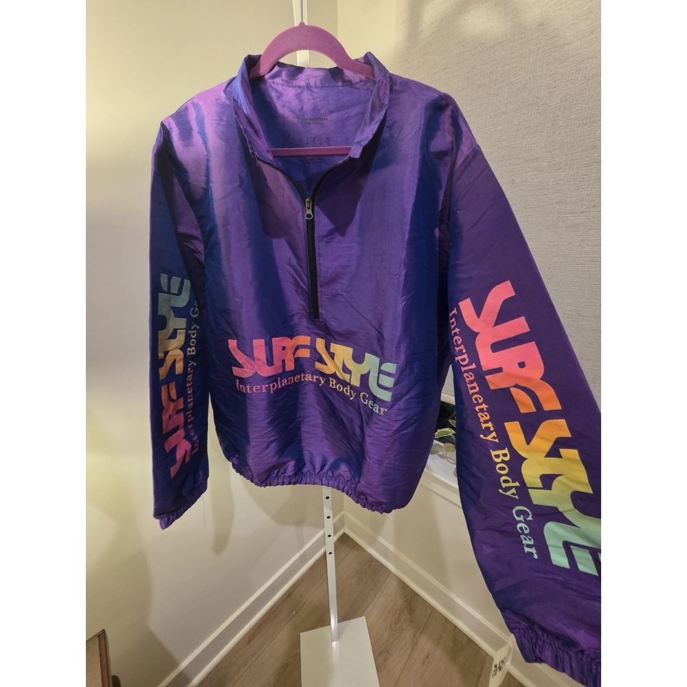 90s Baywatch VTG Retro Surf Style Iridescent Purple Windbreaker NWT Deadstock XL
